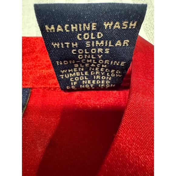 Laura Scott Red Embroidered Button Long Sleeve Down V-Neck - Size 12 - Picture 8 of 9